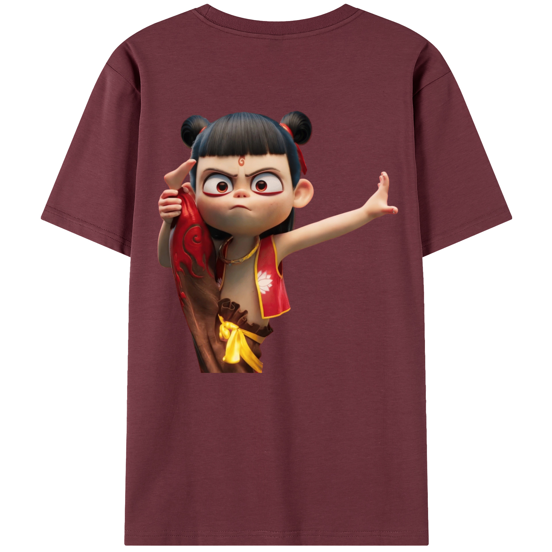（画像用） Ne Zha 2 ナタ 魔童の大暴れ 綿100％半袖Tシャツ（背面プリント）